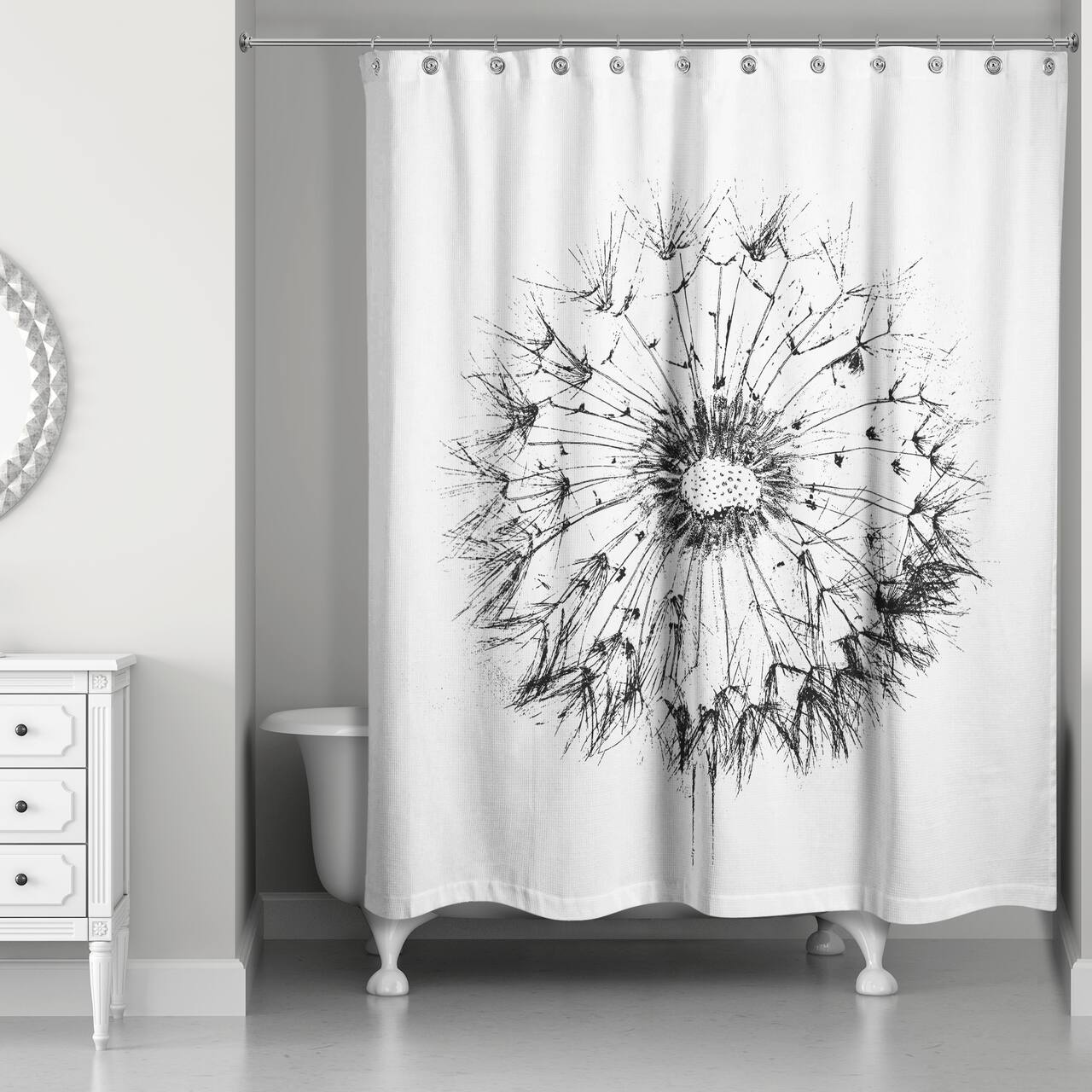 Simple Sketchy Dandelion 71" x 74" Shower Curtain
